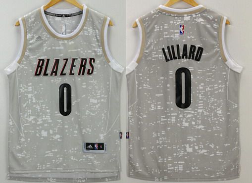Portland Trail Blazers #0 Damian Lillard Adidas 2015 Gray City Lights Swingman Jersey - Zenithce