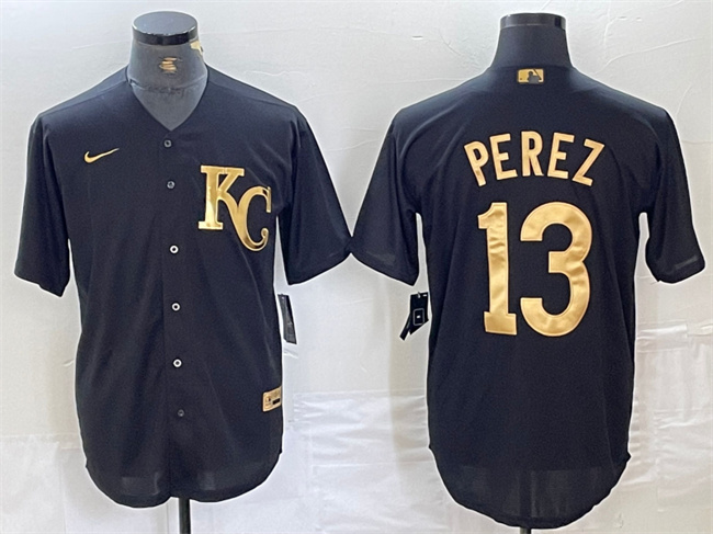Kansas City Royals #13 Salvador Perez Black Cool Base Stitched Jersey - Zenithce