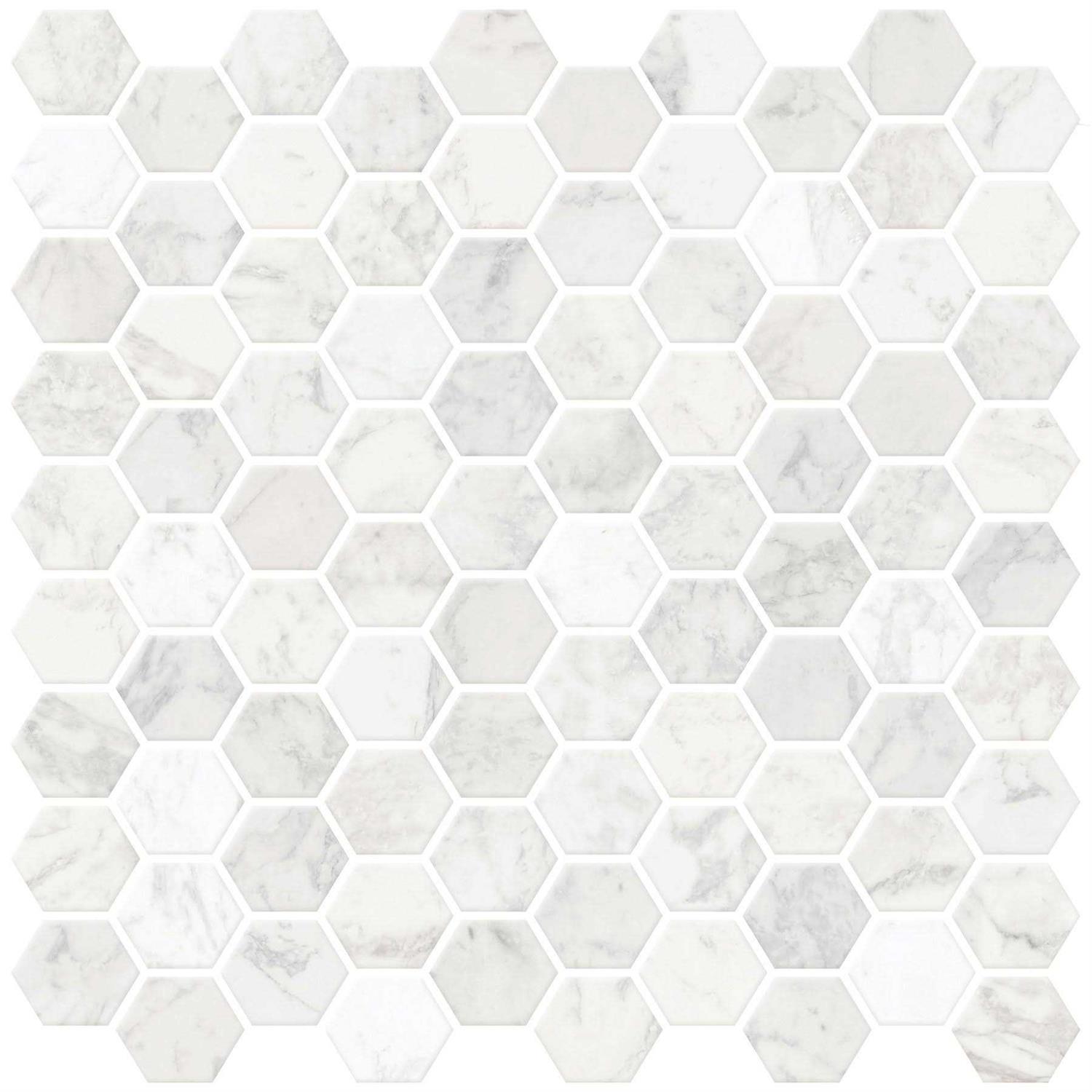 InHome Herringbone Carrara Peel & Stick Backsplash Tiles - Zenithce