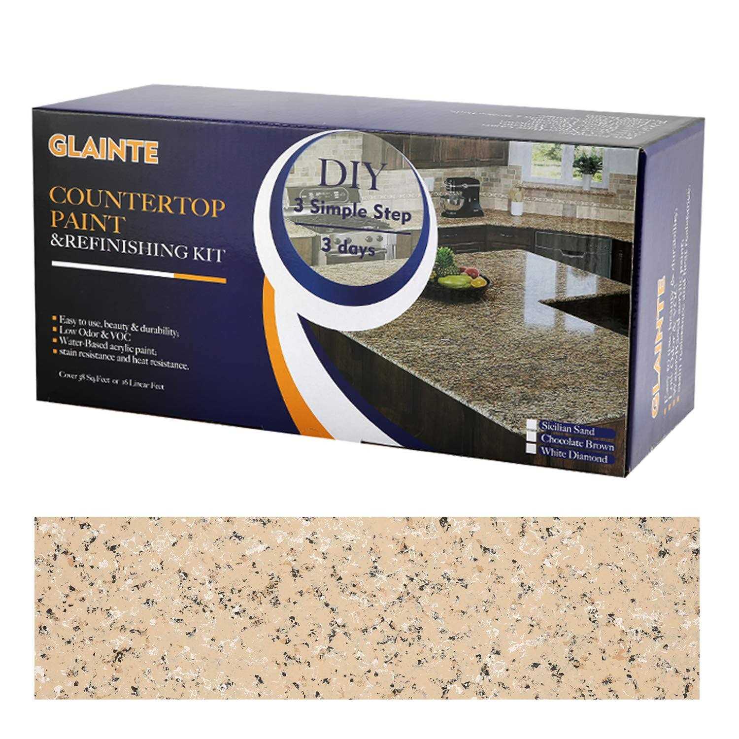 GLAINTE Granite Countertop Paint Kit White Diamond Counter Top Refinishing Kit for Kitchen Bathroom - Zenithce