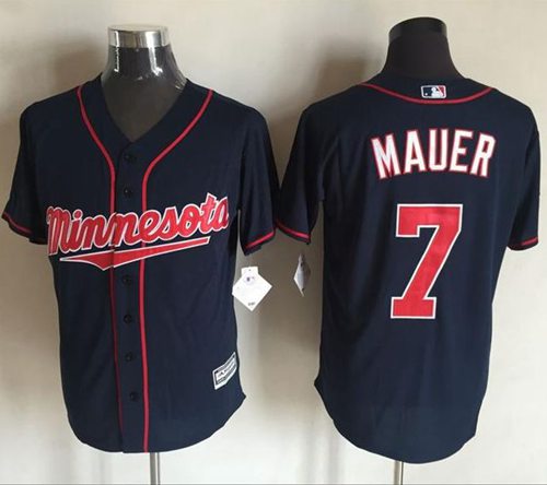 Twins #7 Joe Mauer Navy Blue New Cool Base Stitched Jersey - Zenithce