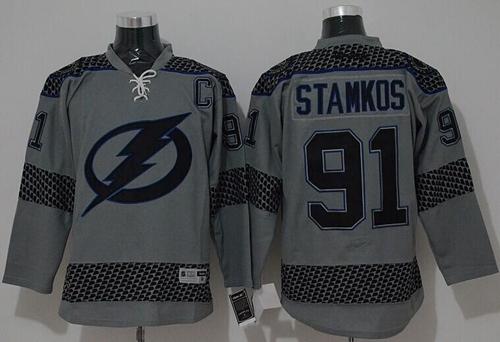 Lightning #91 Steven Stamkos Charcoal Cross Check Fashion Stitched Jersey - Zenithce