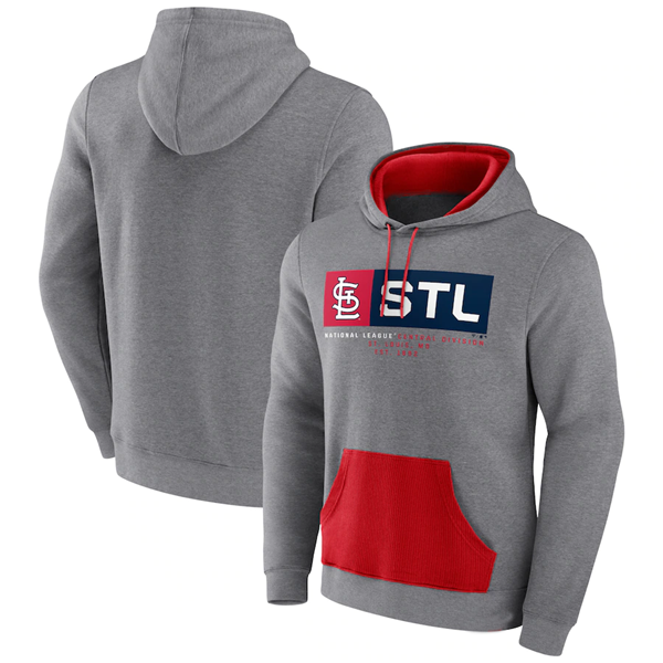 St. Louis Cardinals Heathered Gray Iconic Steppin Up Fleece Pullover Hoodie - Zenithce