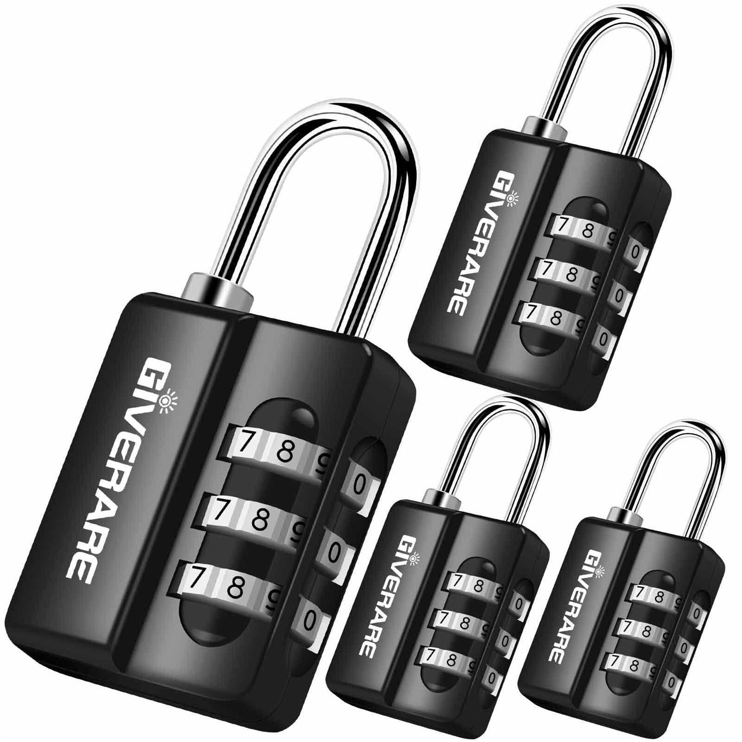 GIVERARE Combination Lock 4-Digit Padlock Keyless - Zenithce