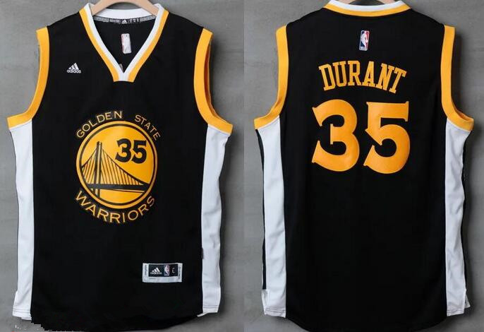 Golden State Warriors #35 Kevin Durant Black With White Edge Stitched Adidas Revolution 30 Swingman Jersey - Zenithce
