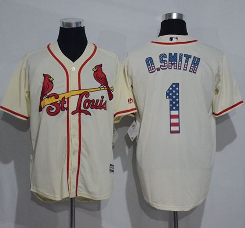 Cardinals #1 Ozzie Smith Cream USA Flag Fashion Stitched Jersey - Zenithce
