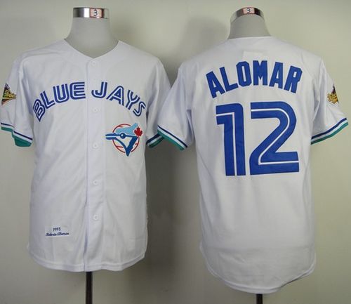 Mitchell And Ness 1993 Blue Jays #12 Roberto Alomar White Throwback Stitched Jersey - Zenithce