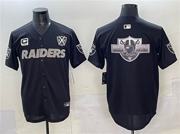 Las Vegas Raiders Team Big Logo Black With Nevada Silver Stat Patch And 65th Anniversary Patch 3-Star C Patch Stitched Jersey - Zenithce