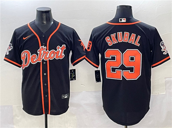 Detroit Tigers #29 Tarik Skubal Black With Patch Cool Base Stitched Jersey - Zenithce