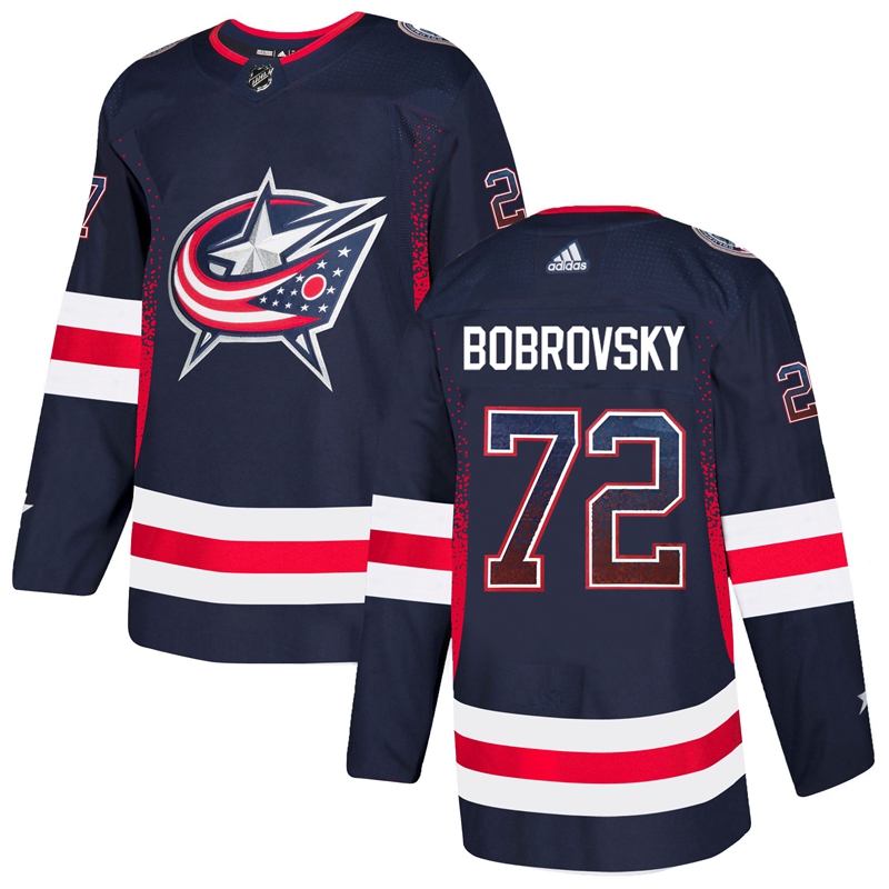 Columbus Blue Jackets #72 Sergei Bobrovsky Navy Drift Fashion Stitched Jersey - Zenithce