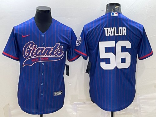 New York Giants #56 Lawrence Taylor Blue With Patch Cool Base Stitched Jersey - Zenithce
