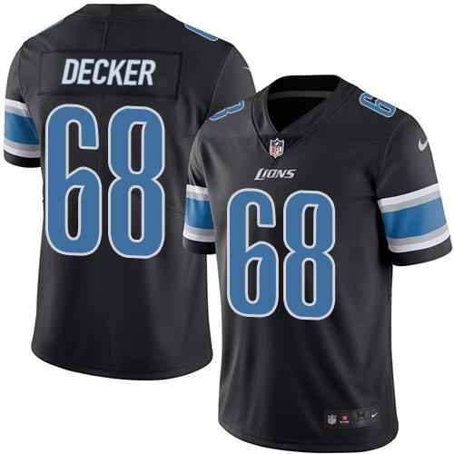 Lions #68 Taylor Decker Black Stitched Limited Rush Nike Jersey - Zenithce