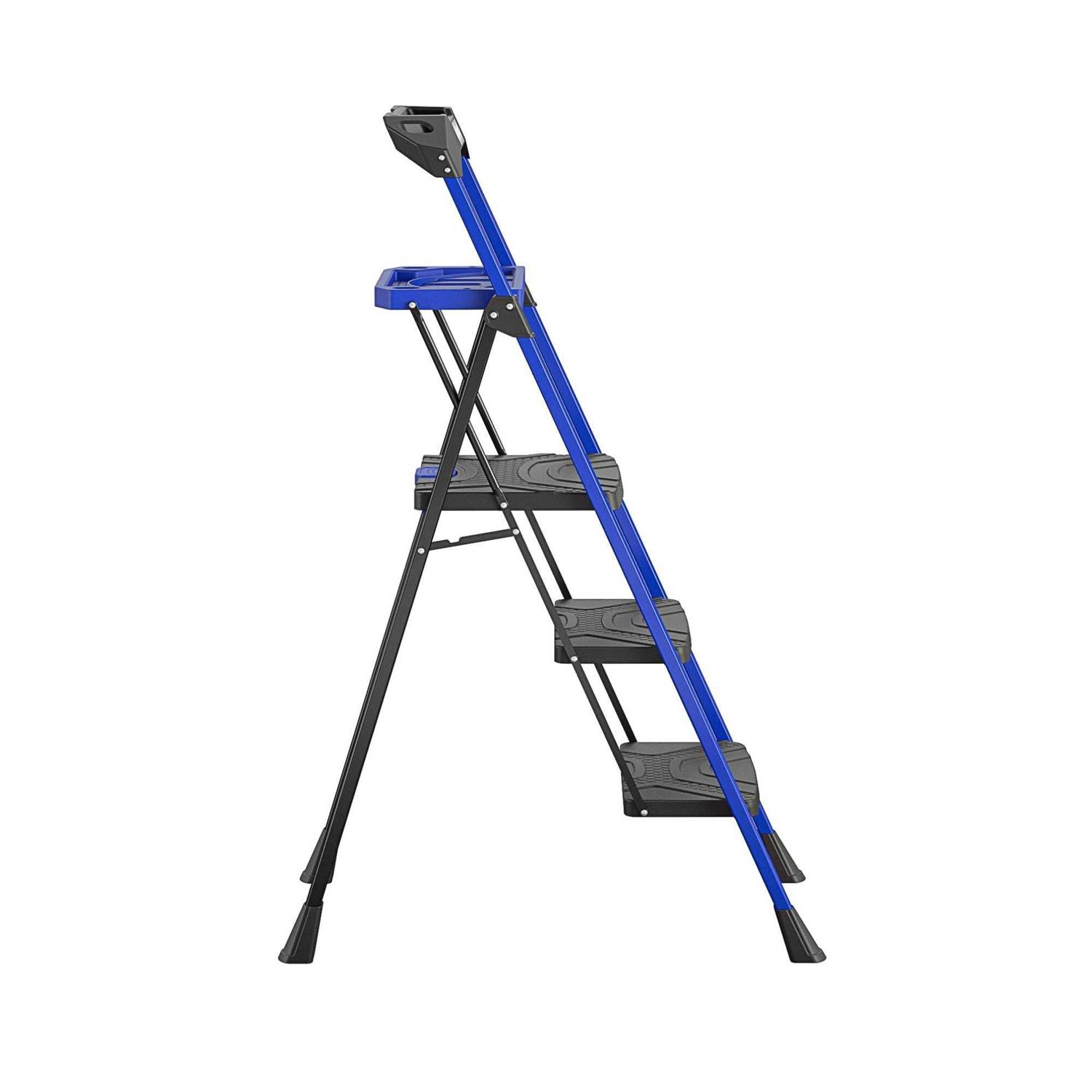 Kobalt 3-Step 300-lb Capacity Black Steel Foldable Step Stool - Zenithce