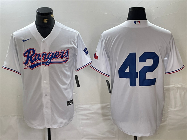 Texas Rangers #42 Jackie Robinson White Cool Base Stitched Jersey - Zenithce