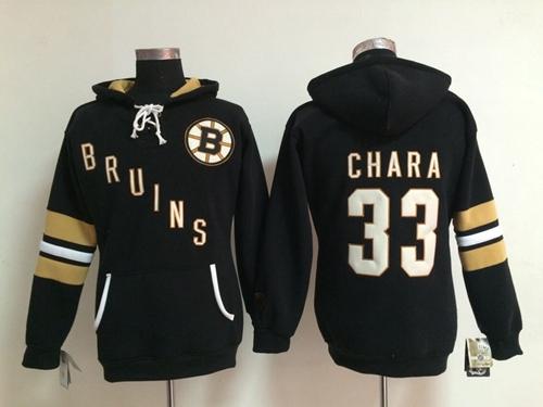 Boston Bruins #33 Zdeno Chara Black Women's Old Time Heidi NHL Hoodie - Zenithce