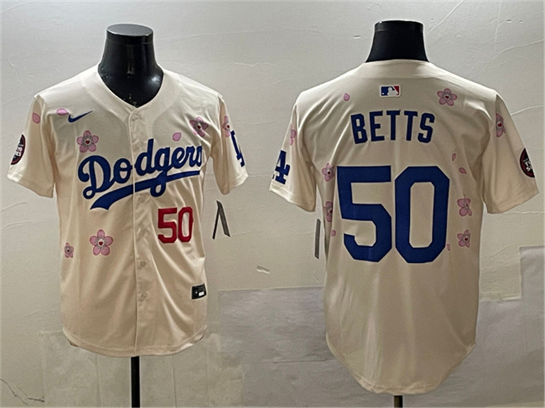 Los Angeles Dodgers #50 Mookie Betts Cream 2025 Tokyo Series Limited Stitched Jersey - Zenithce