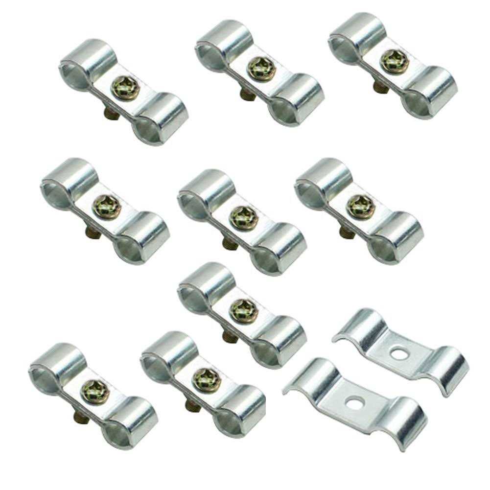 Kennel Clamps Shelf Pole Connector Double Port Pipe Clamps Clips - Zenithce