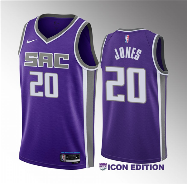 Sacramento Kings #20 Colby Jones Purple 2023 Draft Icon Edition Stitched Jersey - Zenithce