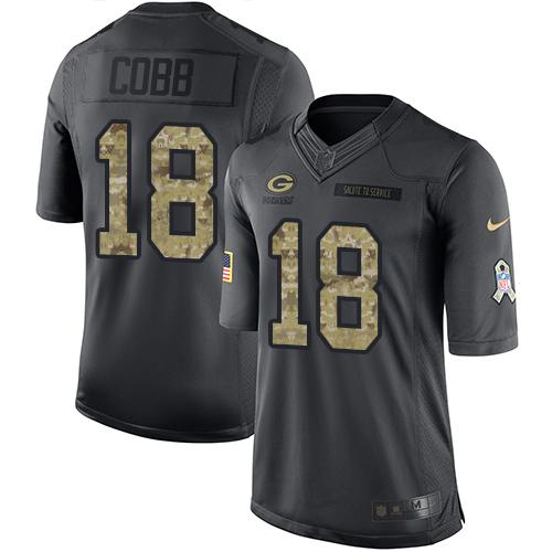 Packers #18 Randall Cobb Black Stitched Limited 2016 Salute To Service Nike Jersey - Zenithce