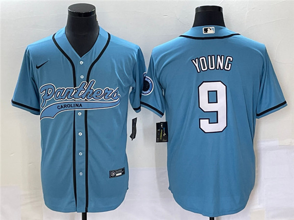 Carolina Panthers #9 Bryce Young Blue With Patch Cool Base Stitched Jersey - Zenithce
