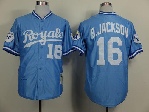Mitchell And Ness Royals #16 Bo Jackson Light Blue Throwback Stitched Jersey - Zenithce