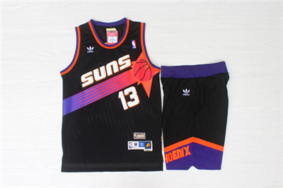 Phoenix Suns 13 Steve Nash Black Hardwood Classics Jersey(With Shorts) - Zenithce