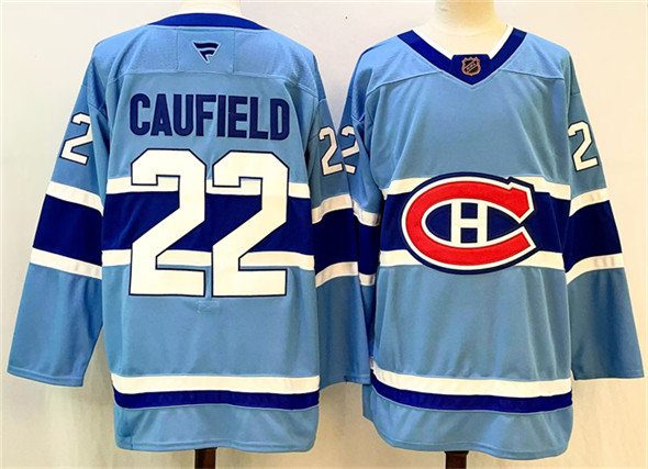Montreal Canadiens #22 Cole Caufield Blue 2024-25 Reverse Retro Stitched Jersey - Zenithce