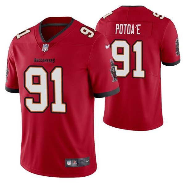Tampa Bay Buccaneers #91 Benning Potoa'e Red Vapor Untouchable Limited Stitched Jersey - Zenithce