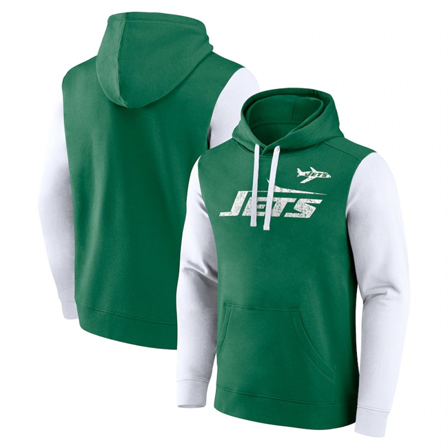 New York Jets Green White Fleece Pullover Hoodie - Zenithce
