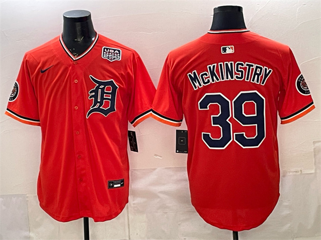 Detroit Tigers #39 Zach McKinstry Orange 2026 Alternate USA 250' Patch Vapor Premier Limited Stitched Jersey - Zenithce