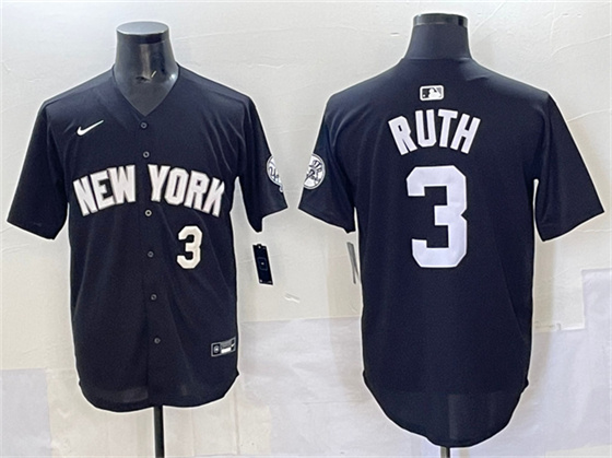 New York Yankees #3 Babe Ruth Black Limited Stitched Jersey - Zenithce