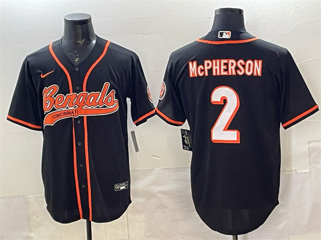 Cincinnati Bengals #2 Evan McPherson Black With Patch Cool Base Stitched Jersey - Zenithce
