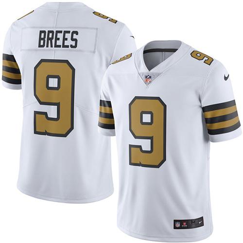 Saints #9 Drew Brees White Stitched Limited Rush Nike Jersey - Zenithce