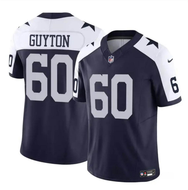 Dallas Cowboys #60 Tyler Guyton Navy White 2024 Draft F.U.S.E Thanksgiving Vapor Untouchable Limited Stitched Jersey - Zenithce