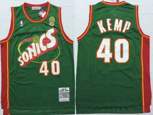 Seattle Supersonics #40 Shawn Kemp 1995-96 Green Hardwood Classics Soul Swingman Throwback Jersey - Zenithce