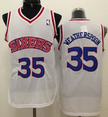 Philadelphia 76ers #35 Clarence Weatherspoon White Swingman Throwback Jersey - Zenithce