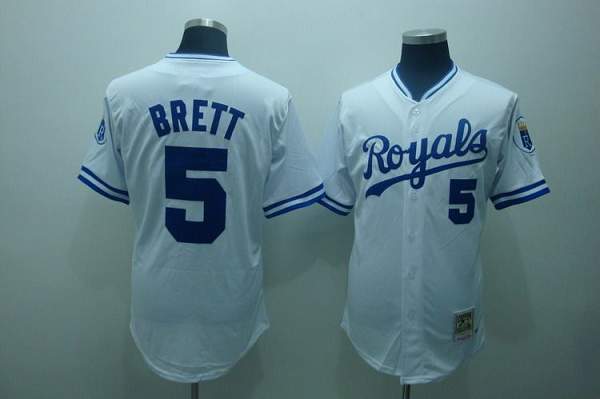 Mitchell And Ness Royals #5 George Brett Stitched White Throwback Jersey - Zenithce