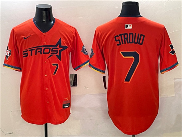 Houston Astros #7 C.J. Stroud Orange 2025 City Connect With Texas Patch Limited Stitched Jersey - Zenithce