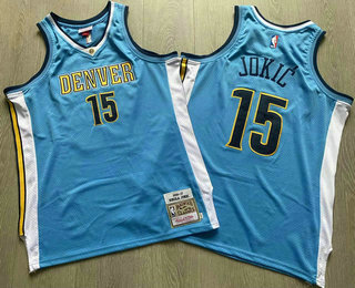 Denver Nuggets #15 Nikola Jokic Blue Hardwood Classics Soul AU Stitched Throwback Jersey - Zenithce