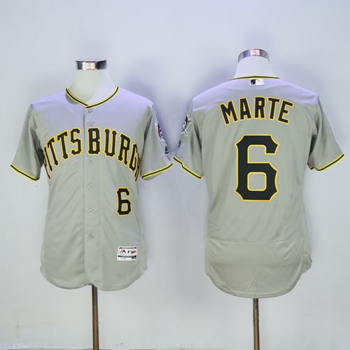 Pirates #6 Starling Marte Grey Flexbase Authentic Collection Stitched Jersey - Zenithce