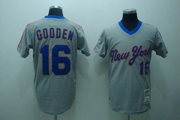 Mitchell And Ness Mets #16 Dwight Gooden Stitched Grey Throwback Jersey - Zenithce