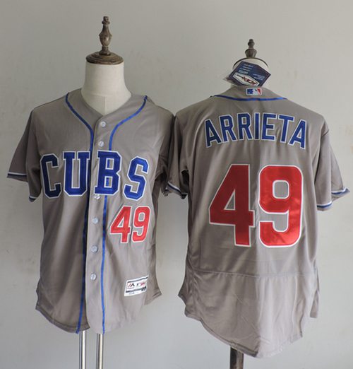 Cubs #49 Jake Arrieta Grey Flexbase Authentic Collection Alternate Road Stitched Jersey - Zenithce
