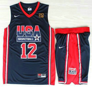 USA 1992 Olympic Dream Team #12 John Stockton Blue Jerseys & Shorts - Zenithce