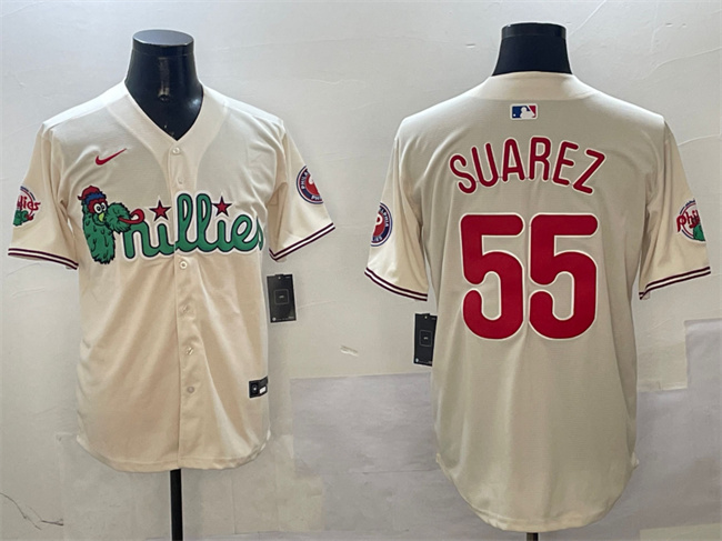 Philadelphia Phillies #55 Ranger Suárez Cream Phanatic Limited Stitched Jersey - Zenithce