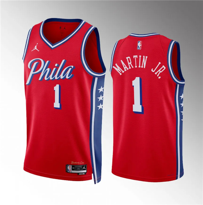 Philadelphia 76ers #1 Kenyon Martin Jr Red Statement Edition Stitched Jersey - Zenithce
