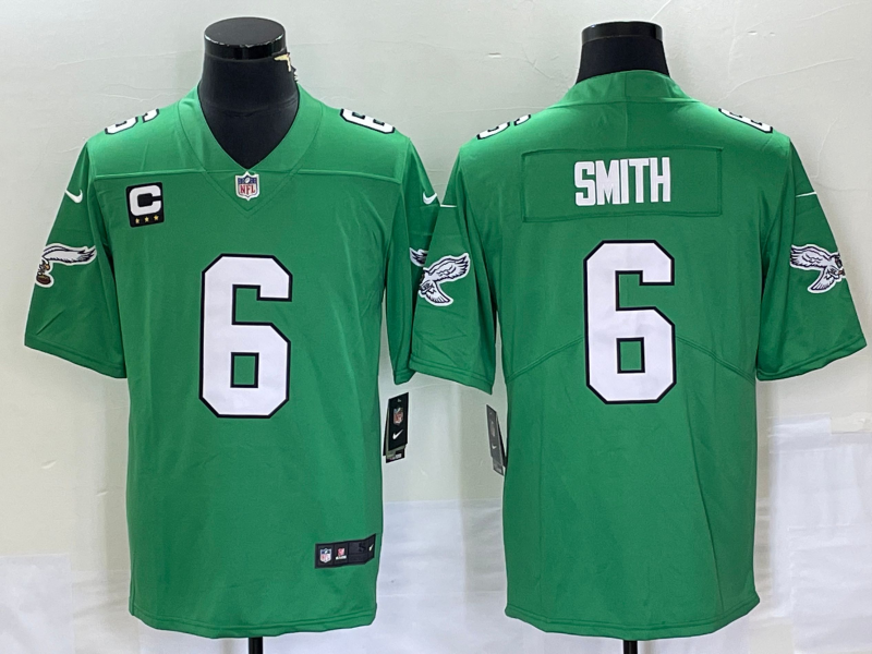 Philadelphia Eagles #6 DeVonta Smith Green Vapor Limited With C Patch Stitched Jersey - Zenithce