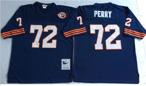 Mitchell Ness Bears #72 William Perry Blue Big No. Throwback Stitched Jersey - Zenithce