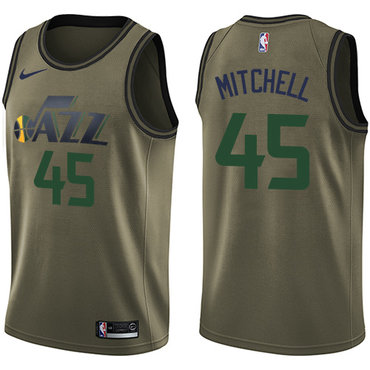 Jazz #45 Donovan Mitchell Green Salute to Service Swingman Jersey - Zenithce