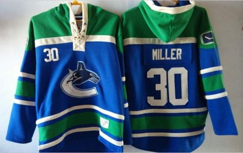 Canucks #30 Ryan Miller Blue Sawyer Hooded Sweatshirt Stitched Jersey - Zenithce