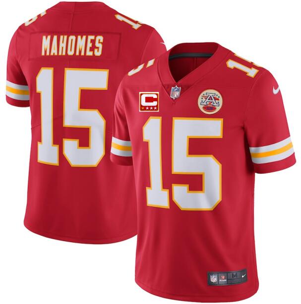 Kansas City Chiefs #15 Patrick Mahomes Red With C Patch Limited Stitched Jersey - Zenithce